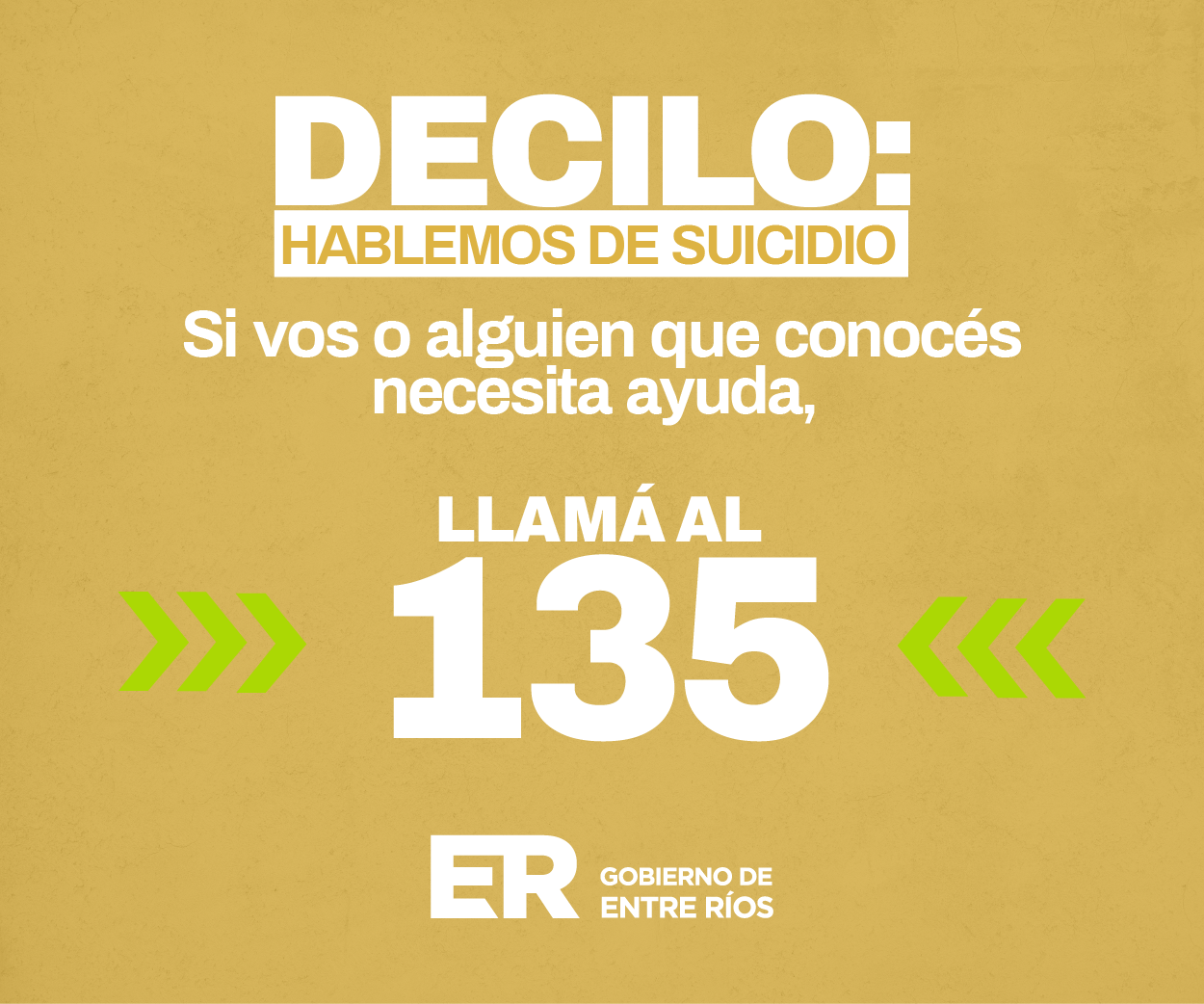 Gobierno Entre Ríos - CAMPAÑA DE PREVENCION DEL SUICIDIO